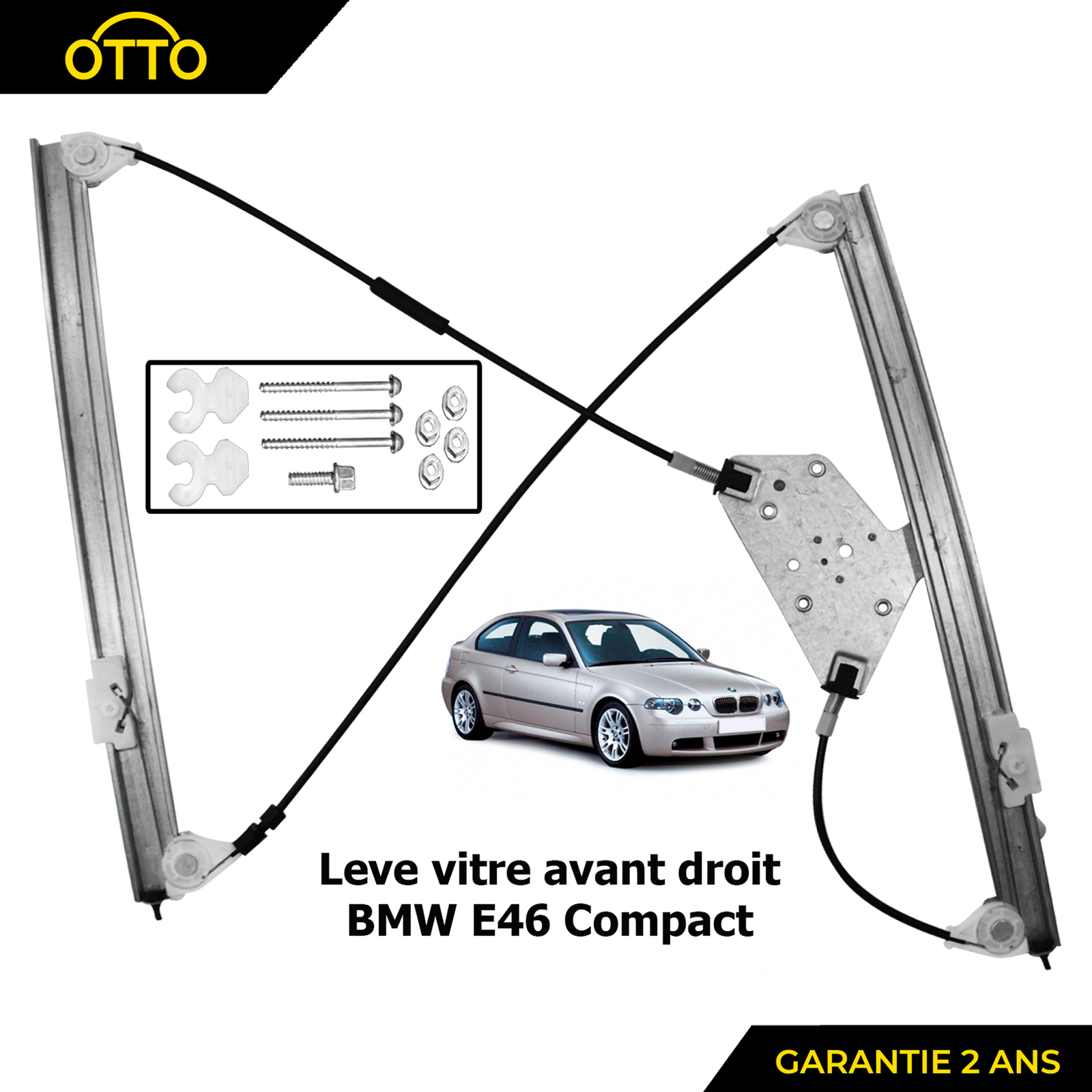 Mécanisme lève-vitre électrique BMW Série 3 e46 acier renforcé pour coupé 2 portes 2001-2003