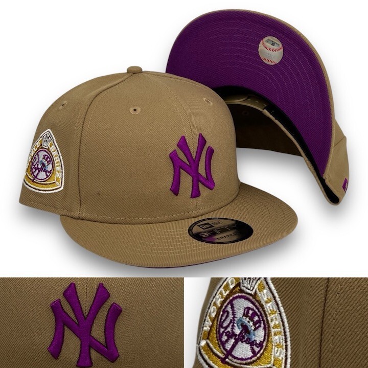 NY Yankees 1959WS Adjustable 9FIFTY Snapback New Era Cap - Khaki - Purple - NWT