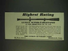 1937 lyman Super-Targetspot Scope Ad - Highest Rating