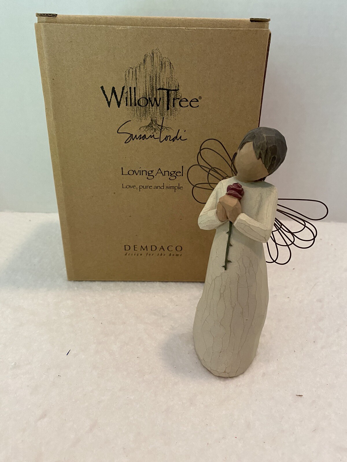 Willow Tree - Loving Angel - Holding Rose - DEMDACO 2002 Susan Lordi MIB