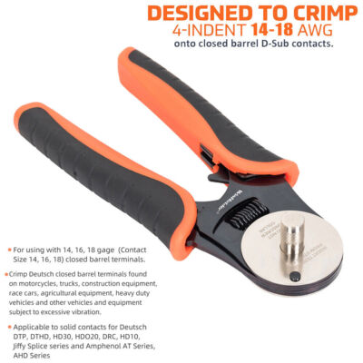 Closed Barrel Crimper Deutsch Crimping Tools 4 Way Indent Circular Connector US