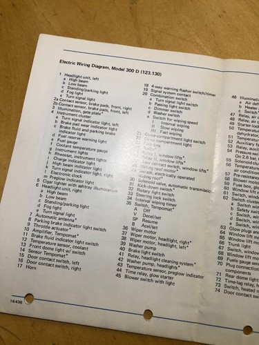 Genuine Mercedes Wiring Diagram 1977-1979 300 D Euro Spec (123.130) - Picture 3 of 3