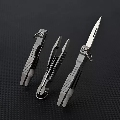 1 PC EDC Titanium Alloy Multi Tools Tweezers Opener Pocket Outdoor Folding Knife - Picture 12 of 20