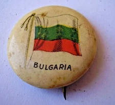 Vintage Celluloid and Metal Pinback Bulgaria Flag
