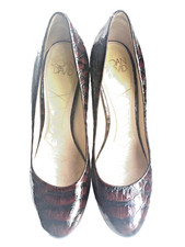 Joan & David Womens High Heels DVFLIPP US 7M Burgundy Snake Leather