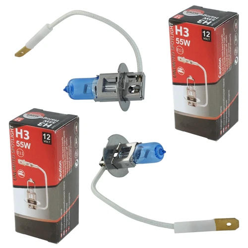 2x H3 Glühlampe Glühbirne 12V 55W PK22s Xenon Look Super Weiss 
