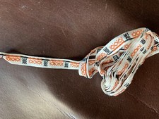 Alte Borte Baumwolle ,weiß, dunkelblau orangerot bestickt, Basteln, Nähen