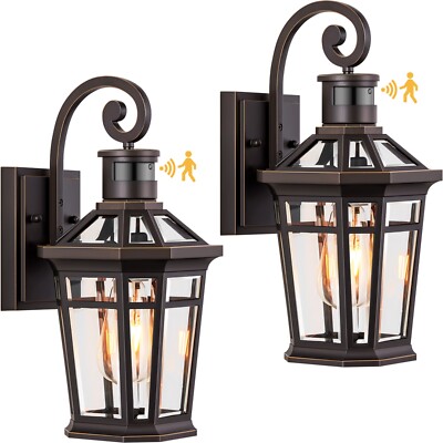 Motion Sensor Outdoor Wall Lights, Dusk to Dawn Porch Light Wall Mount