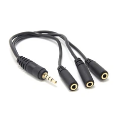 NEW 1-Male 3.5mm TRRS 4-Pole to 3-Female Stereo/Mic Audio Splitter CABLE adapter
