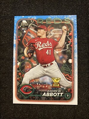 2024 Topps Holiday Andrew Abbott Rookie #H82 Cincinnati Reds Baseball Card