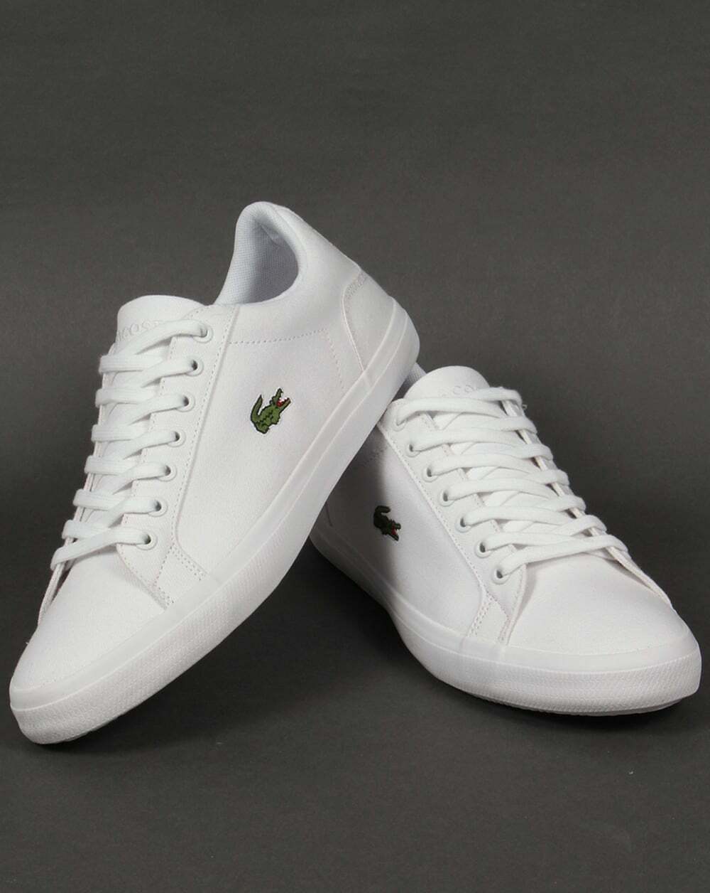 lacoste lerond sneakers in white canvas