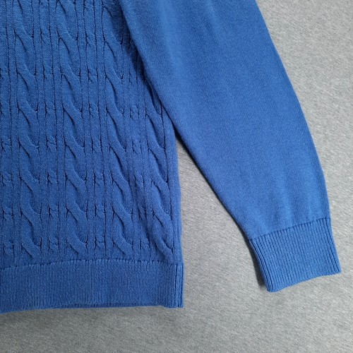 Talbots Sweater Womens XL Blue Long Sleeve Crew Neck Cable Knit Pullover - Picture 4 of 10