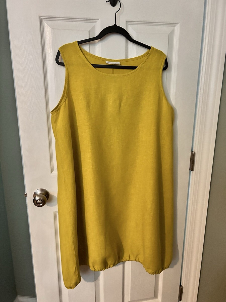 bryn walker linen dress Bryn Walker Liliana Linen V Neck A-Line Oversized Dress Midi Mango XXS NWT  $192