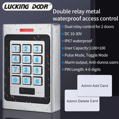 Standalone Access Control Double-Door Keypad 2-Relays Control 2-Doors with Pulse