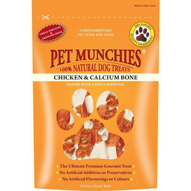 Pet Munchies Chicken and Calcium Bones Dog Treats 100g Case 