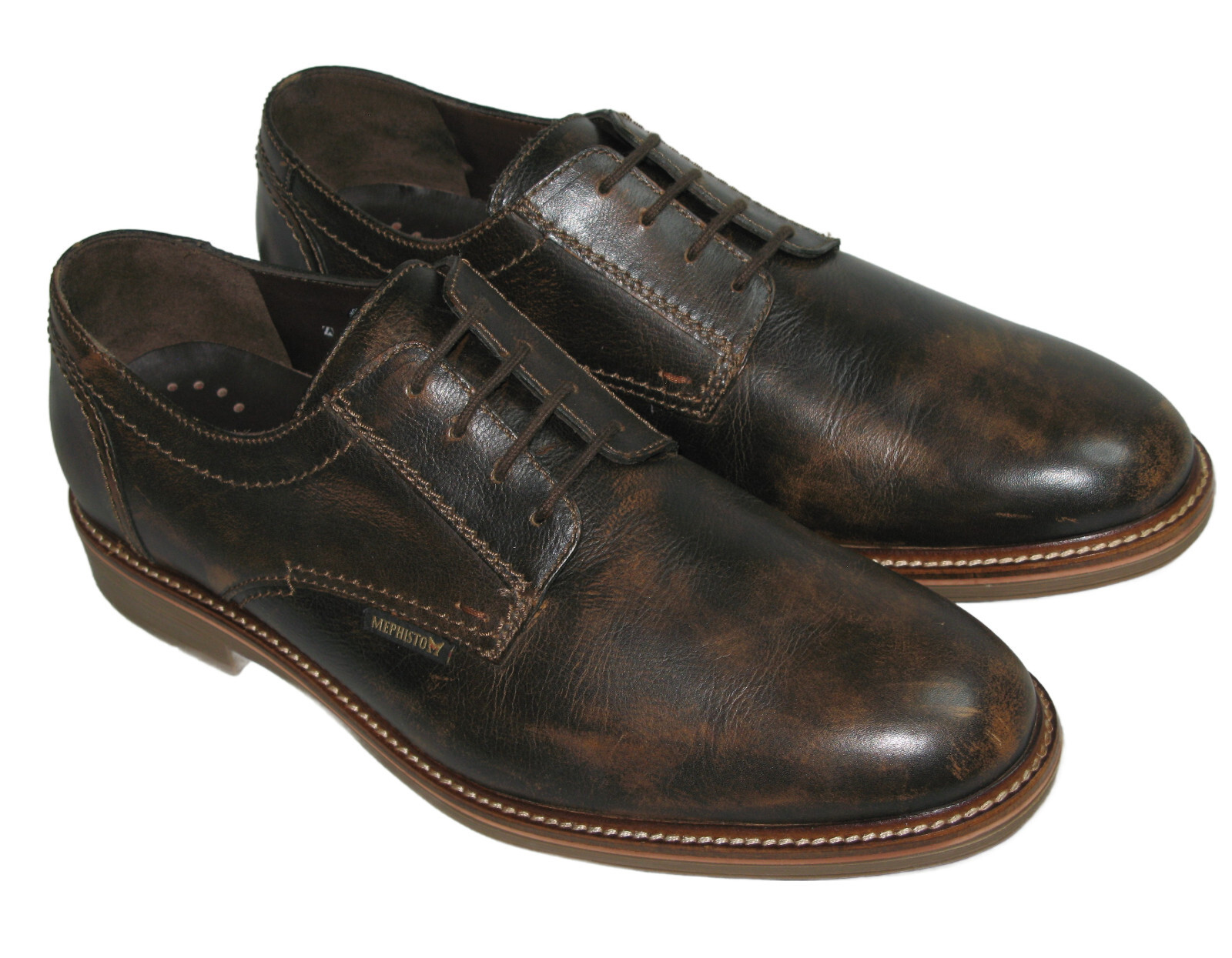 SAOLA Scarpe eleganti derby da uomo Mephisto in pelle marrone taglia USA 13 invecchiate in fabbrica