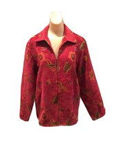 Flashback Women's Jacket Nwt Red Floral Tapestry Beading/sequins Full Zip Size L
