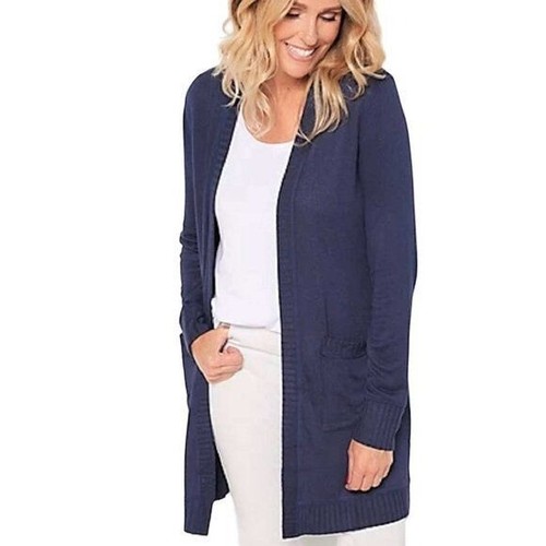 Belle by Kim Gravel Brushed Knit Duster Cardigan with Rib Trim X SMALL (2444) - Foto 1 di 6