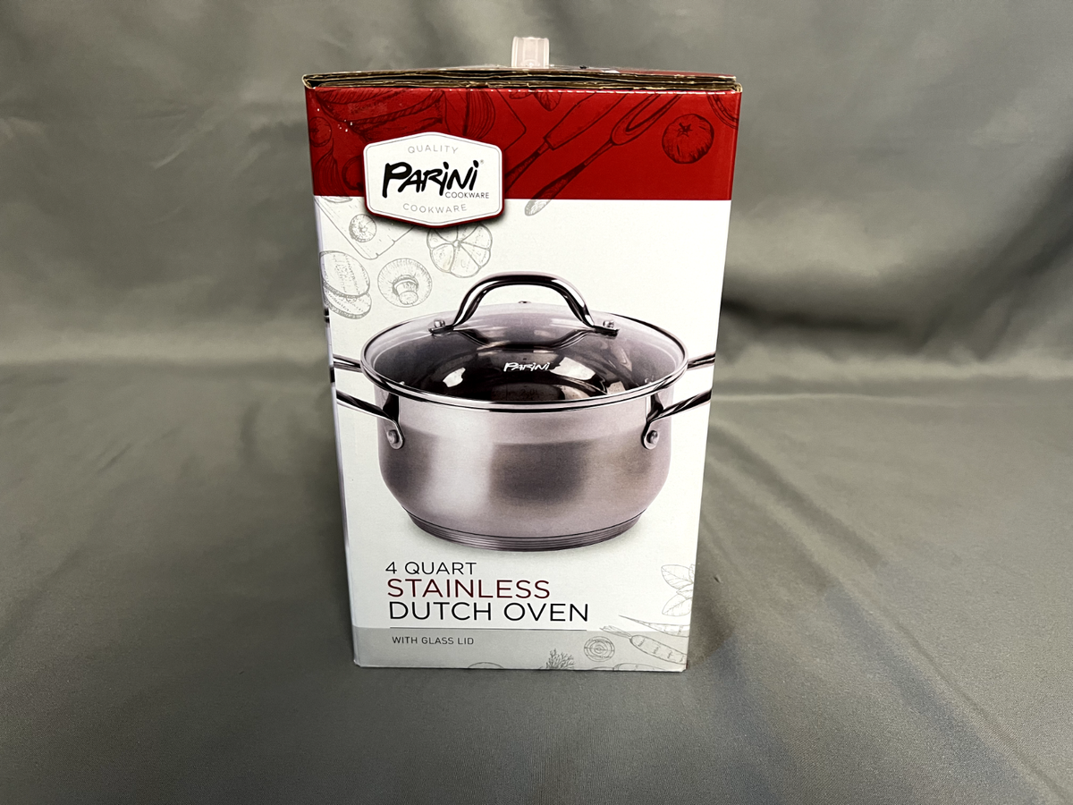 Brand New Parini Quart Stainless Dutch Oven With Tempered Glass