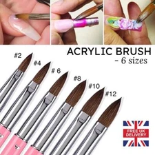 Acrylic Nail Brush Kolinsky Sable Hair 6 Sizes Monomer Powder #2 #4 6 #8 #10 #12