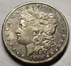 1890 CC MORGAN SILVER DOLLAR COIN SILVER STRUCK THROUGH TAILBAR ERROR XF