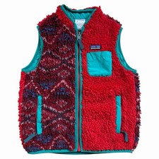 Patagonia Kids 3T Faux Fur Jacket Red Fleece Lined Full Zip Pockets