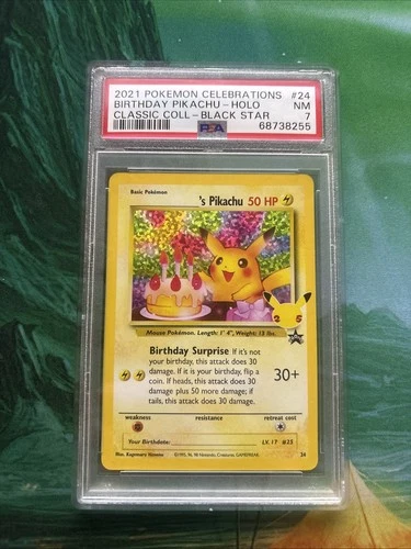 Birthday Pikachu Holo 24 Celebrations Classic Collection Pokemon PSA 7 *607