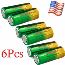 6PCS Skywolfeye 26650 Battery 3.7V Li-ion Rechargeable Batteries Cell For Torch