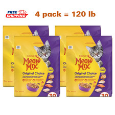 4 Pack, Meow Mix Original Choice Dry Cat Food All Ages, Chicken, Turkey,30lb/bag