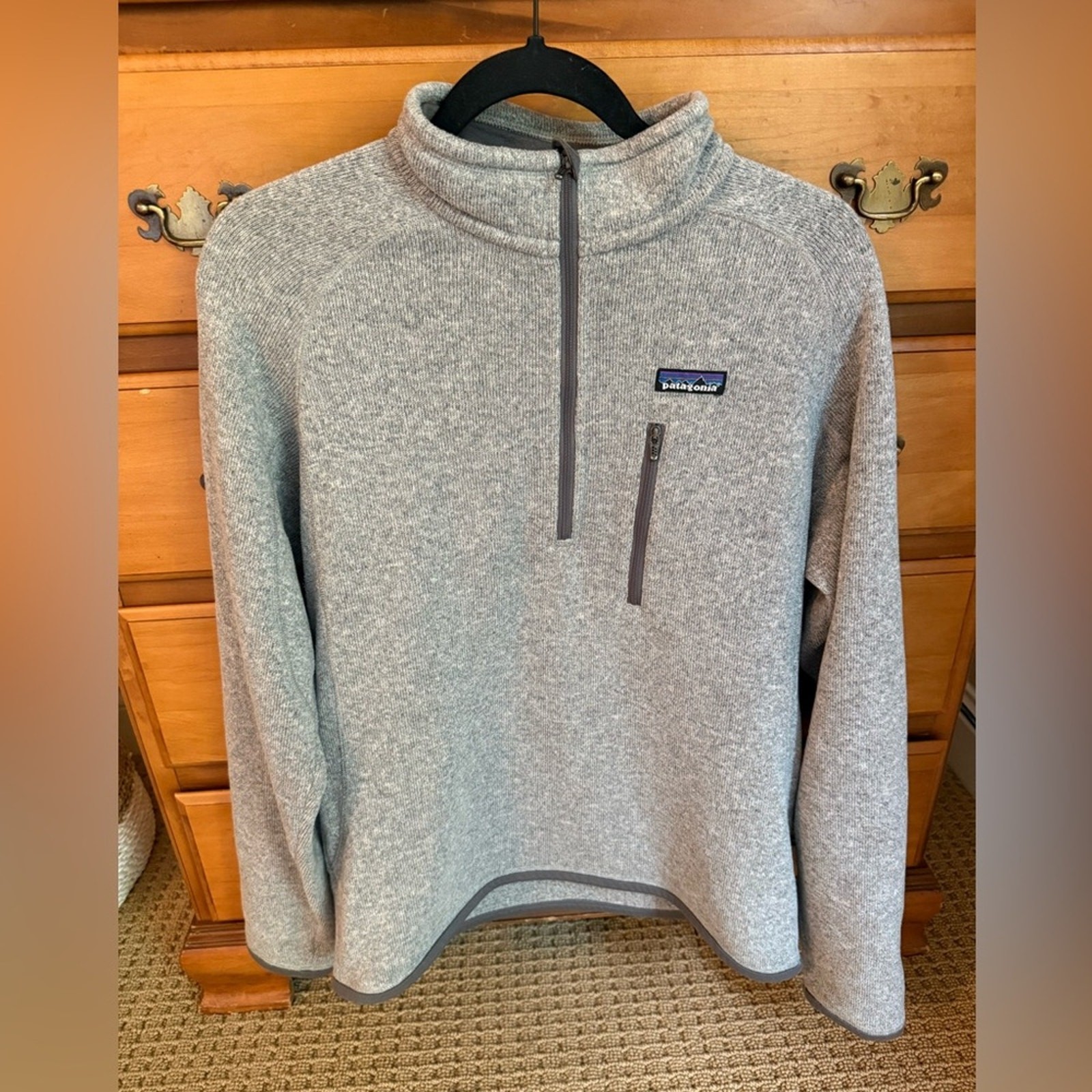 Patagonia Mens Gray Better Sweater Quarter Zip Fleece Jacket Medium