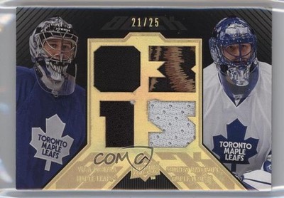 2008-09 UD Black Dual Player Jerseys Gold 21/25 Vesa Toskala Andrew Raycroft 1p0