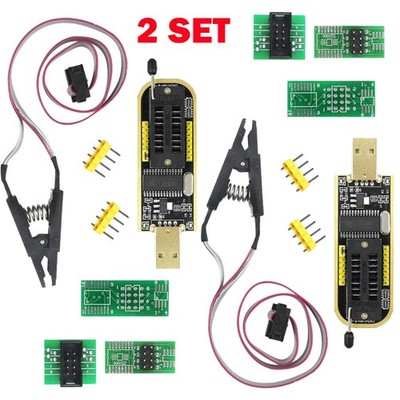 2 Sets CH341A SOIC8 SOP8 Flash Chip EEPROM Programmer IC BIOS Test Clips NEW