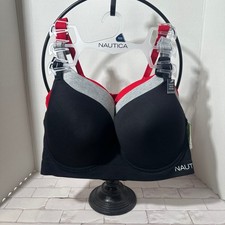 Nautica Intimates 3 Pack 42D Comfort Strap Bras Red Black Gray New NWT
