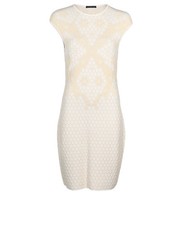 Alexander McQueen Honeycomb Dress Womens L Cream Viscose