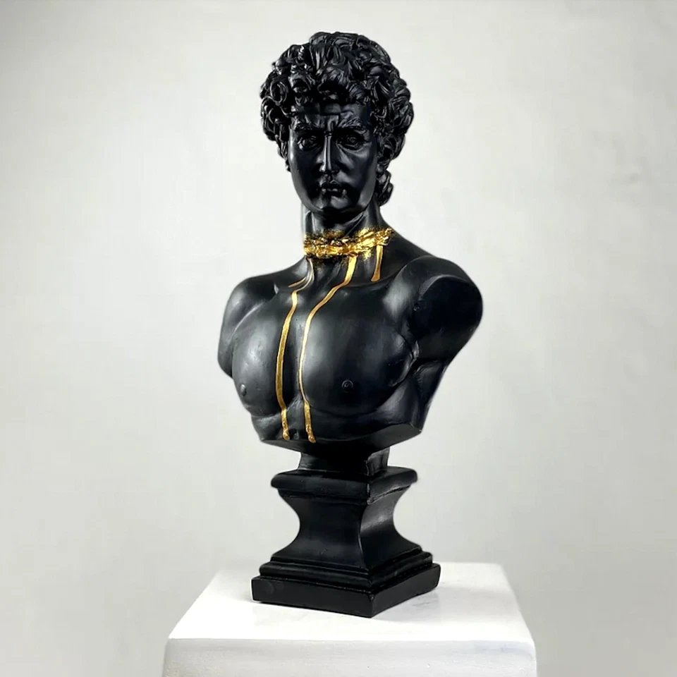 Grande scultura David Gold Blood, statua in marmo pop art decorazione casa... - Immagine 3 di 4