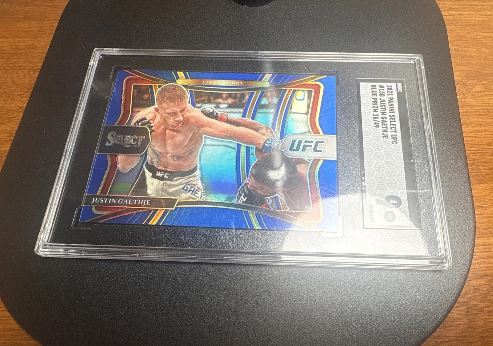 2021 Panini Select UFC - Premier Level Justin Gaethje #150 Blue Prizm /49