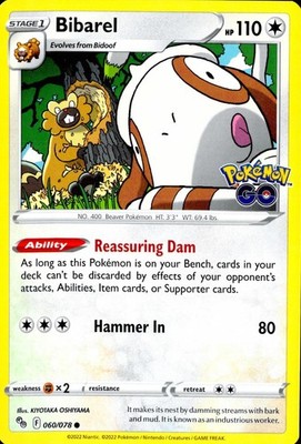 BIBAREL 060/078 COMMON POKEMON GO POKEMON NM