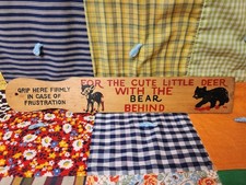 Vintage 1960s Novelty Souvenir Wood Cute Deer Bear Behind Spanking