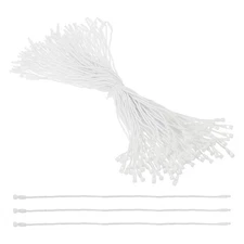 100 Pcs Cotton Hang Tag String, 8 Inch White Snap Lock Pins Loop Price Tag