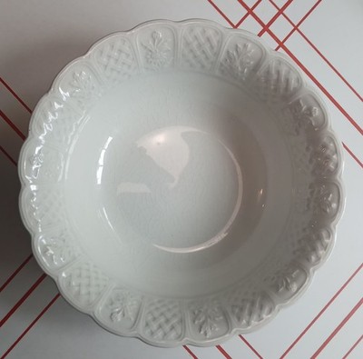 Vintage Royal Cauldon Bristol Garden White Ironstone Serving Bowl Embossed Rim