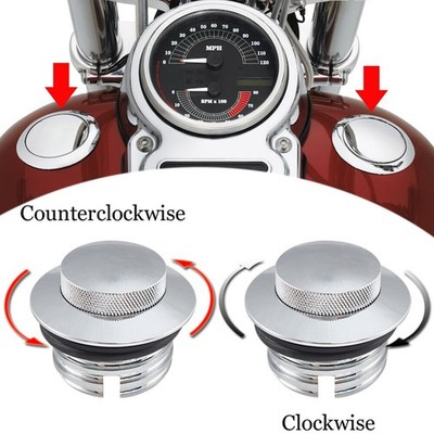 2x Motorcycle Chrome Flush Mount Pop Up Vented Fuel Tank Gas Cap for Harley Dyna