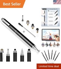 4-in-1 Disc Stylus for Tablets and Smartphones - Black, Ergonomic Design