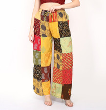 Women's Printed Cotton Patchwork Long Palazzo Pant Acidwash Wholesale Mix Lot