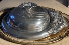 Vintage Hacienda Real Art Nouveau Style Solid Pewter Serving Platter + Lid