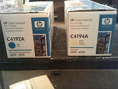 2 HP COLOR LASER CARTRIDGES C4192 & C4194 FOR THE 4500/4550 PRINTERS