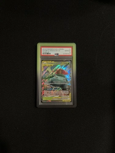 Pokémon TCG Celebi & Venusaur GX 1/181 Sm-Team Up Tag Team PSA 10