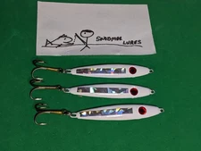  3 - 1.5 oz Minnow Spoon Lead Fishing Jigging Casting Lure Holographic white