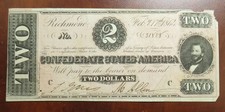 $2 Confederate CSA note 1864__T-70__circulated