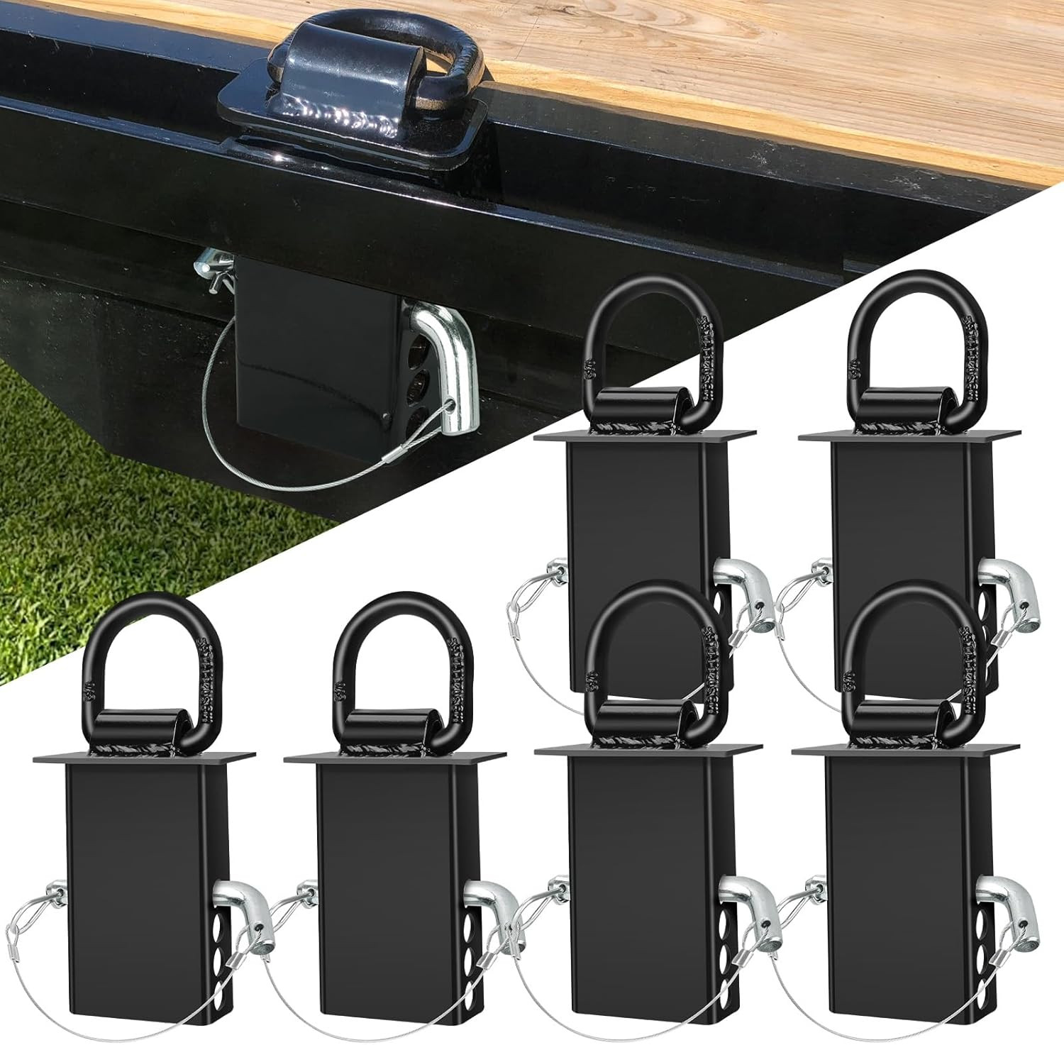 6 Packs Stake Pocket D Ring, Heavy Duty Trailer D Ring Tie down Anchors, Adjusta