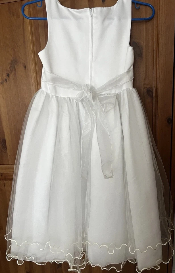 Vestido de Boda Comunión Blanco Jóvenes Niñas Talla 8 + Velo + Guantes Gratis con Lazo + Cartera Foto 2 de 4